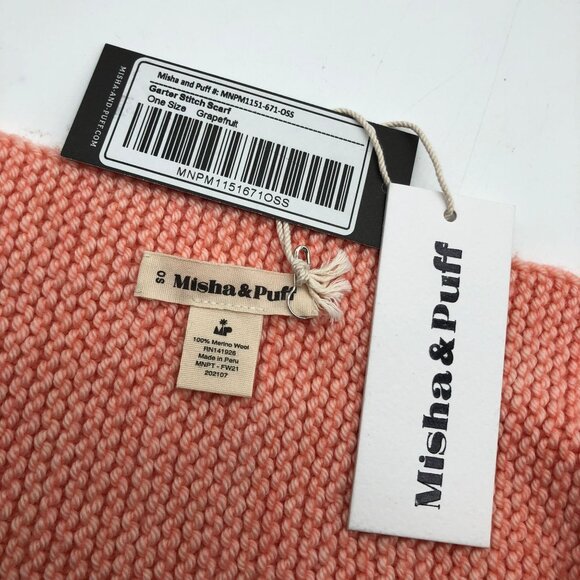 Misha & Puff Girls Garter Stitch Scarf One Size 100% Merino Wool - Picture 3 of 3